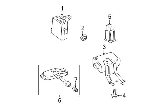 2008 Toyota Highlander Tire Pressure Monitoring Control Module Diagram for 89769-0E040