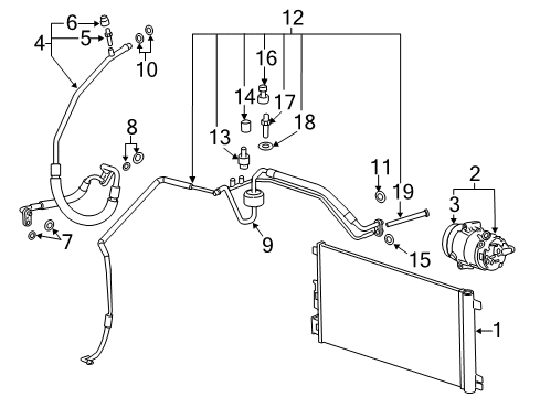 2008 Chevrolet Malibu Air Conditioner Suction & Discharge Hose Assembly Diagram for 19257313