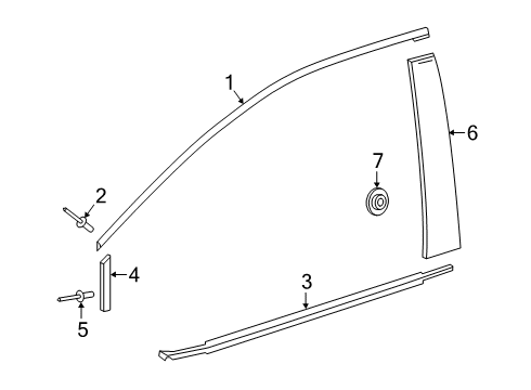 2021 Toyota Corolla Exterior Trim - Front Door Frame Molding Diagram for 75753-02020