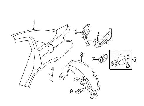 2010 Chrysler Sebring Quarter Panel & Components Spring-Fuel Filler Door Diagram for 4389662AA