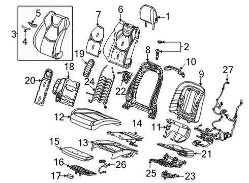 2022 Cadillac CT4 Driver Seat Components Seat Back Heater Diagram for 84587105