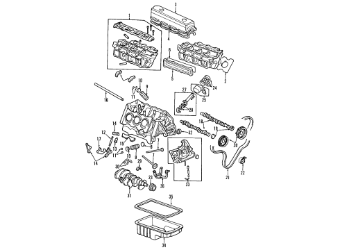 1996 Honda Accord Engine Parts, Mounts, Cylinder Head & Valves, Camshaft & Timing, Variable Valve Timing, Oil Pan, Oil Pump, Balance Shafts, Crankshaft & Bearings, Pistons, Rings & Bearings Bracket, Front Engine Mounting Diagram for 50826-SV7-A00