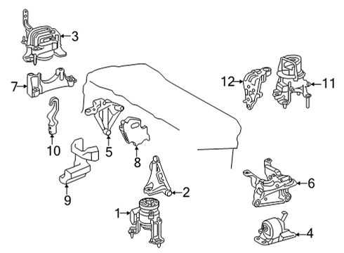 2022 Lexus NX250 Engine & Trans Mounting Rear Mount Diagram for 12371-25050