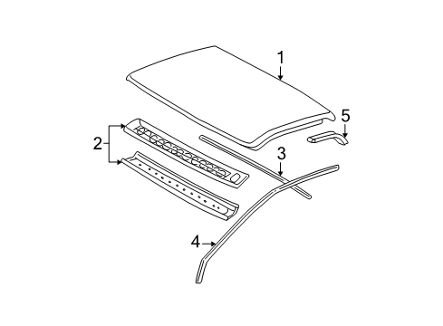 2007 GMC Sierra 2500 HD Roof & Components Drip Weatherstrip Diagram for 15744718