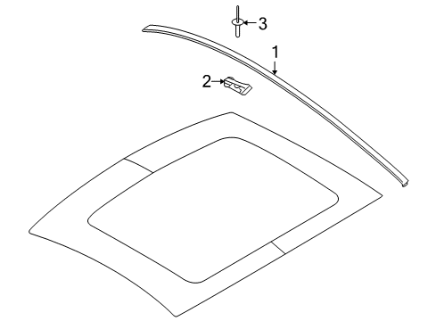 2009 Ford Mustang Exterior Trim - Roof Roof Molding Diagram for 5R3Z-6351728-AAA