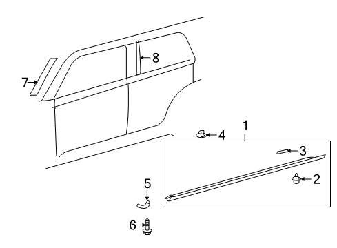 2010 Scion xB Exterior Trim - Pillars, Rocker & Floor Rocker Molding Guard Diagram for 76916-12120