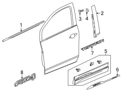 2022 GMC Terrain Exterior Trim - Front Door Lower Molding Diagram for 84207882