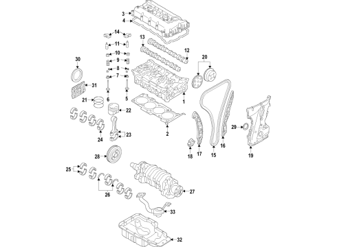 2020 Kia Optima Engine Parts, Mounts, Cylinder Head & Valves, Camshaft & Timing, Variable Valve Timing, Oil Pan, Oil Pump, Balance Shafts, Crankshaft & Bearings, Pistons, Rings & Bearings Bearing Pair Set-C/R Diagram for 230602E120