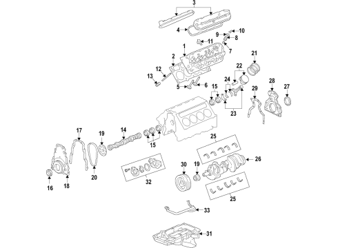 2019 Chevrolet Corvette Engine Parts, Mounts, Cylinder Head & Valves, Camshaft & Timing, Oil Pan, Oil Pump, Crankshaft & Bearings, Pistons, Rings & Bearings, Variable Valve Timing Engine Diagram for 12687020