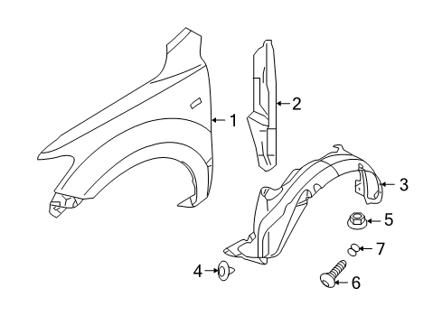 2011 Hyundai Santa Fe Fender & Components Front Wheel Guard Assembly, Right Diagram for 86820-0W200
