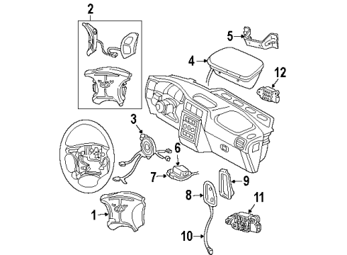 2004 Oldsmobile Silhouette Air Bag Components Coil Kit, Inflator Restraint Steering Wheel Module Diagram for 26096193