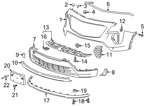 2020 Cadillac XT4 Front Bumper Lower Cover Reinforcement Diagram for 84490886