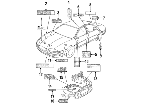 1999 Oldsmobile Aurora Information Labels Info Label Diagram for 25695289