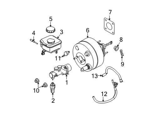 2005 Ford Freestar Hydraulic System Master Cylinder Diagram for 6F2Z-2140-CA