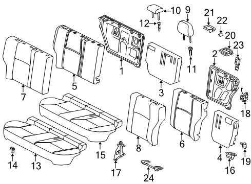 2012 Lexus CT200h Rear Seat Components Hinge Sub-Assembly, Rear Seat Diagram for 71304-76010
