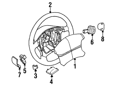 2002 Mercury Villager Steering Column, Steering Wheel & Trim Switch Assembly Diagram for XF5Z-19A181-AAA