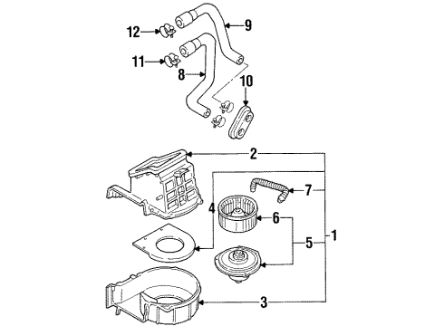 1995 Nissan 300ZX Blower Motor & Fan Motor & Fan Assy-Blower Diagram for 27220-48P00