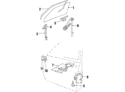 1988 Pontiac 6000 Front Door - Glass & Hardware Front Side Door Lock Assembly Diagram for 10091815