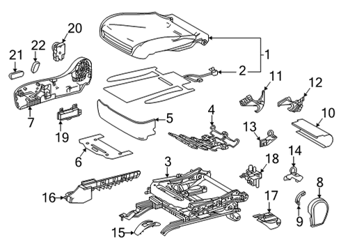 2020 Toyota Mirai Passenger Seat Components Slide Knob Diagram for 84921-60150-C0