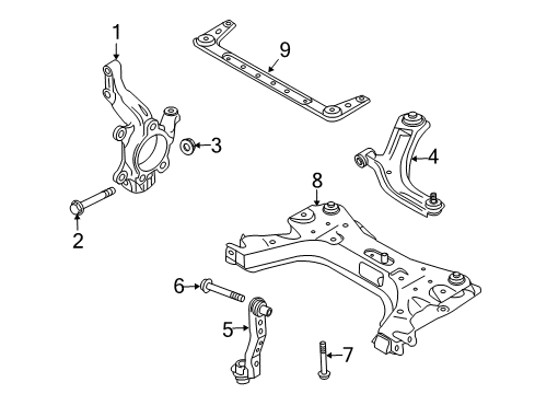 2013 Nissan Cube Front Suspension Components, Lower Control Arm, Stabilizer Bar Bolt Diagram for 54459-AX02E