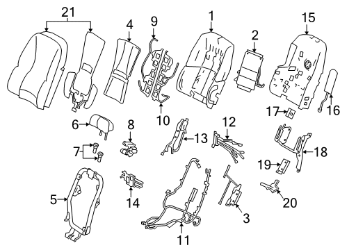2018 Lexus LS500h Rear Seat Components Frame Sub-Assembly, Rear Seat Diagram for 71203-50020