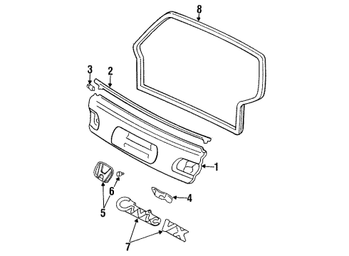 1992 Honda Civic Lift Gate Weatherstrip, Tailgate Diagram for 74440-SR3-003