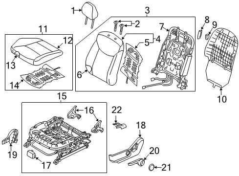 2013 Hyundai Elantra Coupe Driver Seat Components Unit-Front Seat Warmer Diagram for 88196-3X500