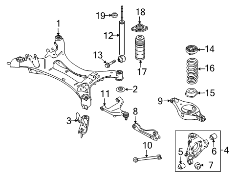 2016 Infiniti QX60 Rear Suspension Components, Lower Control Arm, Upper Control Arm, Ride Control, Stabilizer Bar Rear Suspension Spring Diagram for 55020-9NF0B