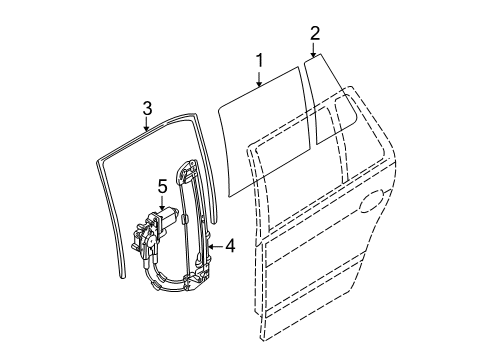 1999 BMW 540i Rear Door Left Rear Window Guide Diagram for 51348189287