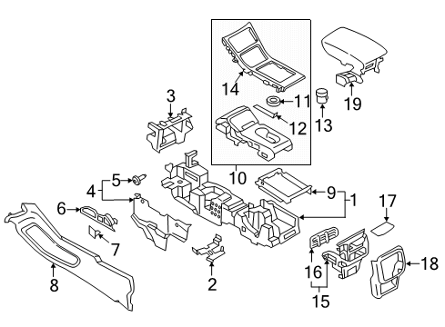 2018 Lincoln Continental Center Console Rear Panel Diagram for GD9Z-54045E24-AD