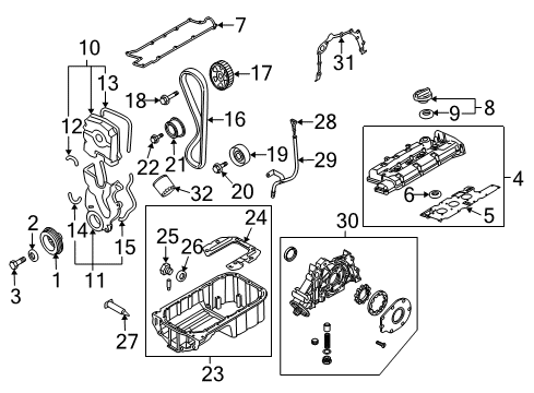 2004 Kia Spectra Engine Parts, Mounts, Cylinder Head & Valves, Camshaft & Timing, Oil Pan, Oil Pump, Crankshaft & Bearings, Pistons, Rings & Bearings, Variable Valve Timing Bolt Diagram for 11406-12301