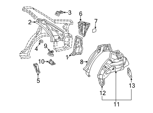 Diagram for 2006 Toyota Camry Inner Structure - Quarter Panel 