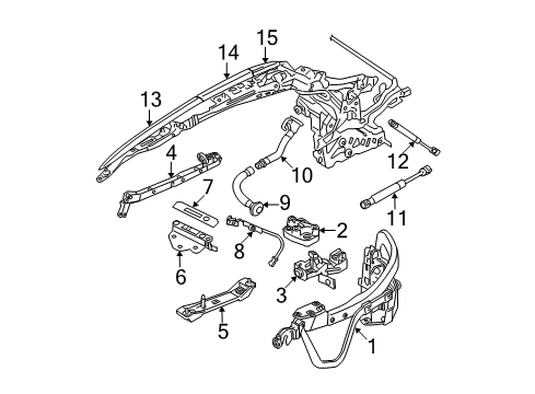 2012 BMW 328i Frame & Components - Retractable TOP Gas Pressurized Spring For Main Pillar Diagram for 54377128764