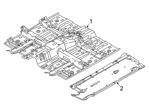 2019 Hyundai Ioniq Pillars, Rocker & Floor - Floor & Rails Panel Assembly-Floor, Center Diagram for 65100-G2000
