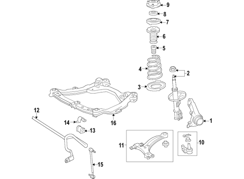 2018 Toyota Camry Front Suspension Components, Lower Control Arm, Stabilizer Bar Knuckle Diagram for 43212-06250