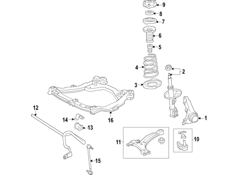 2018 Toyota Camry Front Suspension Components, Lower Control Arm, Stabilizer Bar Strut Mount Diagram for 48609-06380