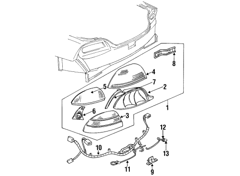1993 Pontiac Grand Am Tail Lamps Lens, Tail Lamp 0Tr Diagram for 16514441
