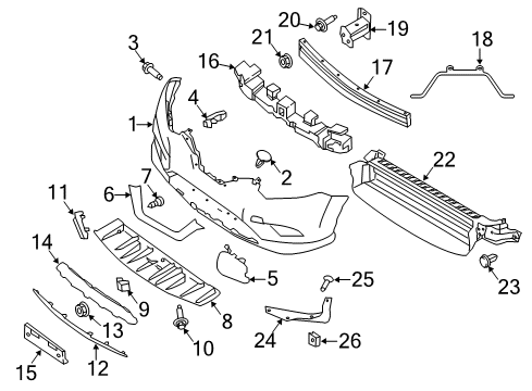 2019 Nissan Rogue Bumper & Components, Spoiler Stay-Front Bumper, LH Diagram for 62211-5HA0A