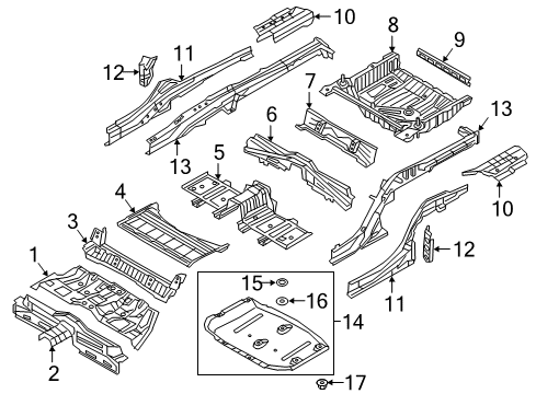 2019 Genesis G90 Rear Floor & Rails Coupler Diagram for 84220-3M000