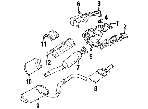 1996 Chrysler Cirrus Exhaust Components, Exhaust Manifold Gasket Diagram for MD300490