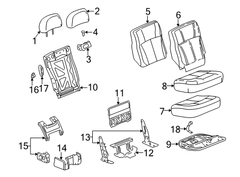 2004 Buick Rainier Rear Seat Components Seat Back Cover Diagram for 88983382