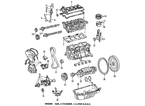 1995 Toyota Paseo Engine Parts, Mounts, Cylinder Head & Valves, Camshaft & Timing, Oil Pan, Oil Pump, Crankshaft & Bearings, Pistons, Rings & Bearings Piston Diagram for 13101-11161-01