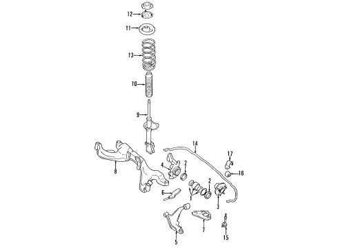 2001 Infiniti I30 Front Suspension Components, Lower Control Arm, Stabilizer Bar Bearing Assy-Front Wheel Diagram for 40210-2Y000