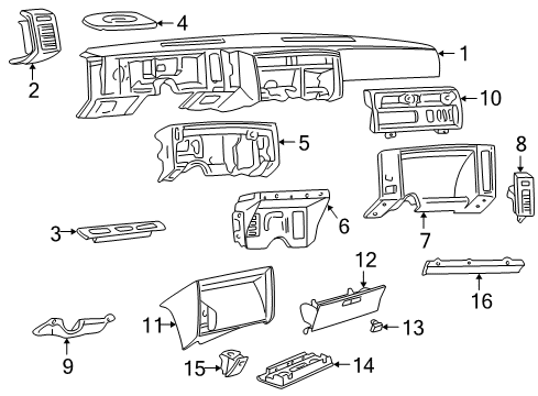 1989 Chevrolet Astro A/C & Heater Control Units Heater & Air Conditioner Control Assembly Diagram for 16073475