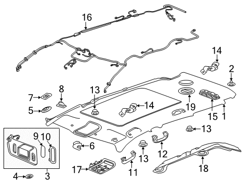 2019 Chevrolet Traverse Interior Trim - Roof Air Vent Grille Diagram for 84097734