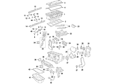 2005 Chrysler PT Cruiser Engine Parts, Mounts, Cylinder Head & Valves, Camshaft & Timing, Oil Pan, Oil Pump, Balance Shafts, Crankshaft & Bearings, Pistons, Rings & Bearings Ring-Complete Engine Diagram for 5073524AA