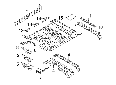 2009 Ford F-350 Super Duty Floor Floor Reinforcement Diagram for 8C3Z-25000L06-A