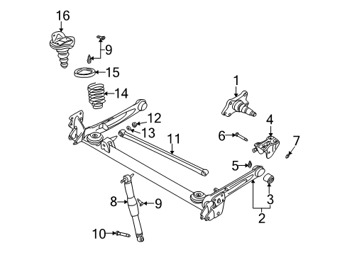 2005 Kia Rio Rear Suspension Lock Nut-FLANGE Diagram for MB00134091