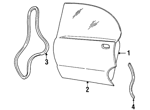 1997 Pontiac Bonneville Rear Door Weatherstrip Asm-Front & Rear Side Door *Neutral Diagram for 25659304