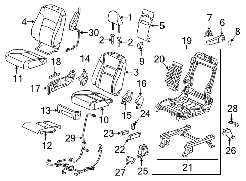 2017 Honda Ridgeline Heated Seats Cover, R. Reclining (Inner) *YR507L* (SHADOW BEIGE) Diagram for 81248-TZ3-A11ZE